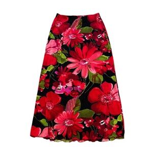 Myo Vintage 90s Maxi Skirt Liquid Knit Glitter Floral WhimsiGoth Grunge Size L